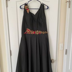 Black Indian Gown with Hot Pink Dupatta Salwar